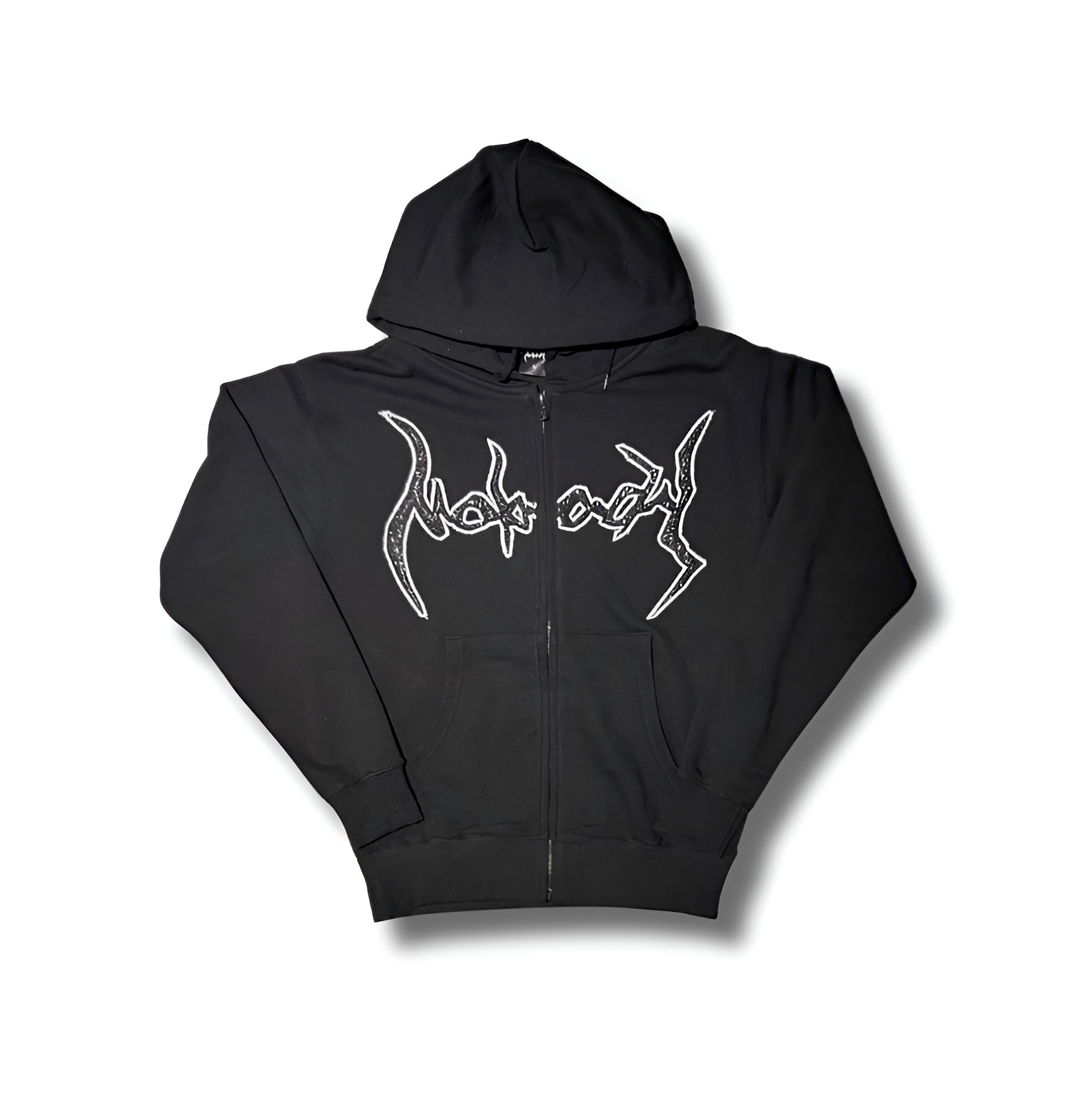 NOBODY LAME LOGO ZIP UP HOODIE BLACK